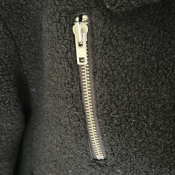 & other stories black wool long oversized side zip polo collared moto jacket S​ - Picture 6 of 16